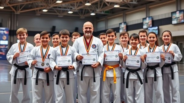 Karate participants with awards at Grand Prix Macedonia.
