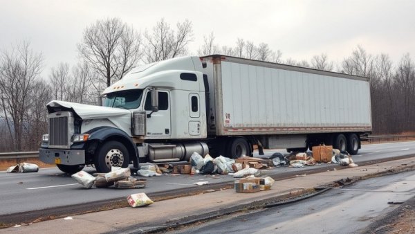Truck wheel detachment accident debris scattered near Ann Arbor MI highway.