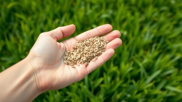 Close-up of lawn overseeding process in Southeast Louisiana.