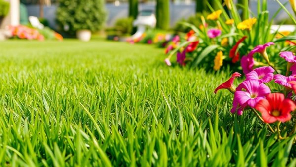 Lush green lawn, Muskegon lawn services, vivid garden