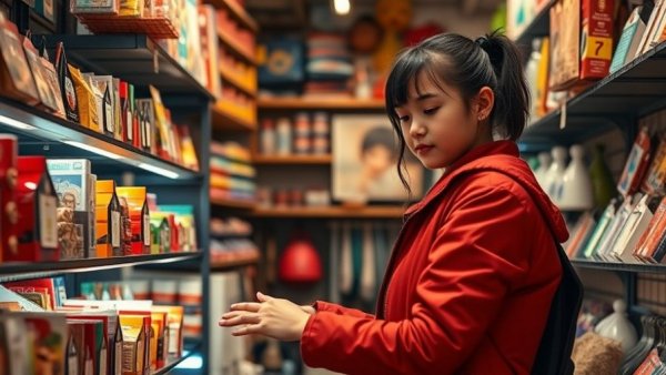 Young entrepreneur organizing a vibrant shop, showcasing investment success.