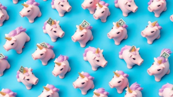 Unicorn piggy banks pattern symbolizing Y Combinator startups insights.