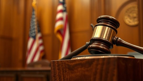 Judge's gavel in courtroom, related to former funeral director embezzlement case.