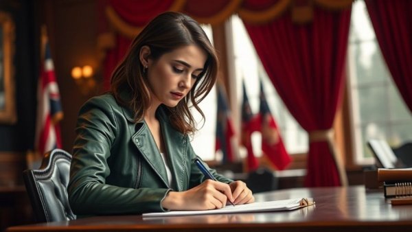 Woman writing at desk, related to Michigan death certificate processing.