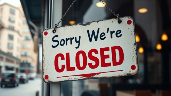 Illinois entrepreneurship challenges reflected in closed business sign.