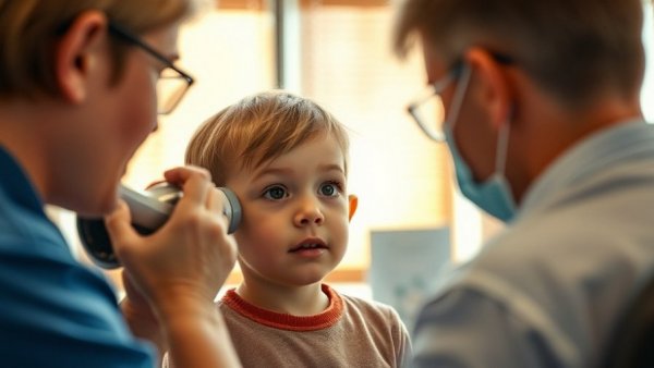 Child getting ear examined at a Michigan clinic