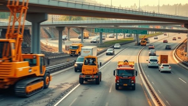 Michigan road construction updates with active machinery and highways.