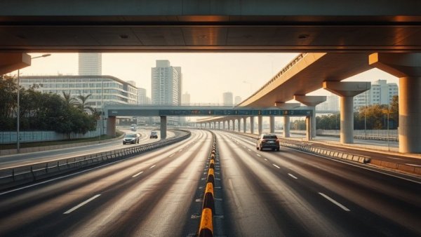 Desolate highway underpass at dawn reflecting Canadian tourists decline in U.S.