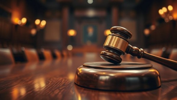 Close-up of a gavel in a courtroom, Salem confectionery store lawsuit context.