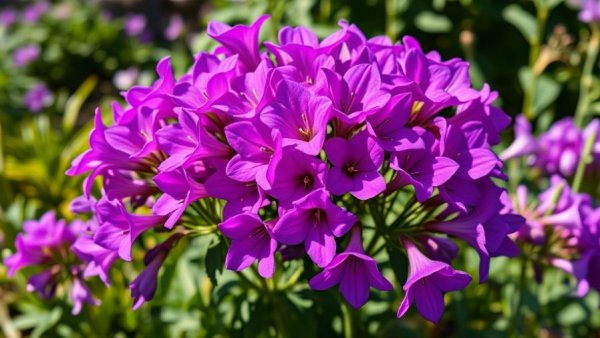 Vibrant Campanula shade flowers blooming all summer in garden.