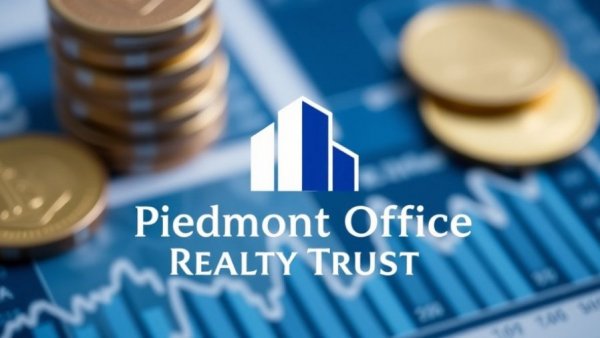 Piedmont Realty Trust investment logo with financial background.
