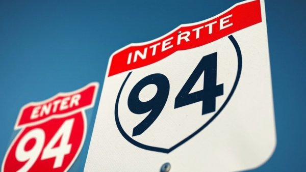Interstate 94 road sign under clear sky, Michigan transportation.