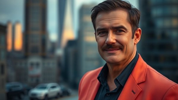 Man in coral blazer in urban setting, New York City real estate market trends