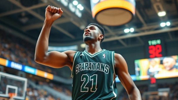 Michigan State Spartans player celebrating during intense match