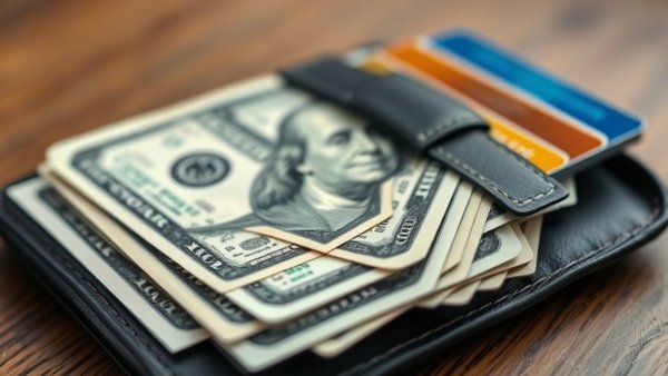 Organized dollar bills and cards in a wallet, investment theme.