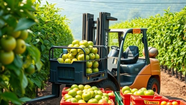 Crates of green tomatoes at a Michigan agriculture facility