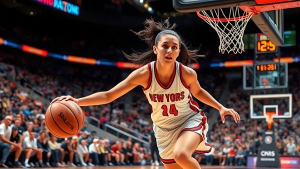 Basketball action during NCAA Tournament, player drives towards basket.