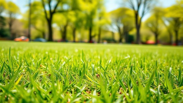 Vibrant green lawn highlighting weed control and lawn fertilization services in Muskegon.