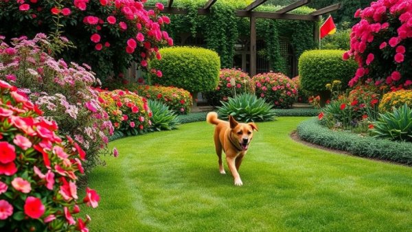 Well-maintained garden showcasing lawn fertilization and weed control services near Muskegon.