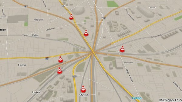 Michigan I 75 construction updates on digital map.