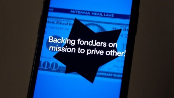 Smartphone with motivational text on blue dollar background, unconventional talent funding.