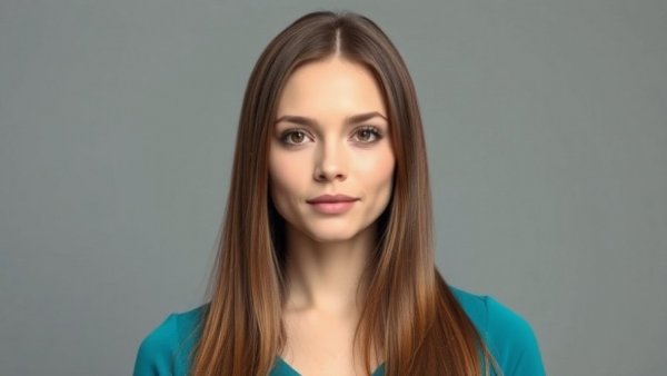 Portrait of a woman with straight hair and neutral expression.