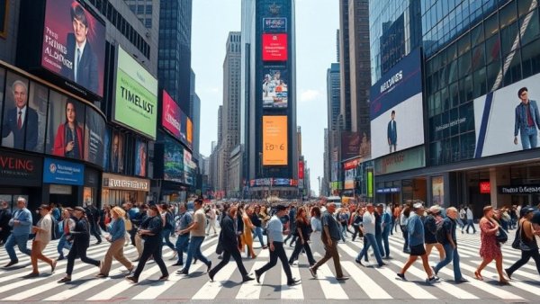 New York tourism decline foreign arrivals seen in Times Square crowd.