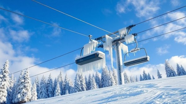 Northern Michigan ski lift icicles showcase tourism recovery potential.