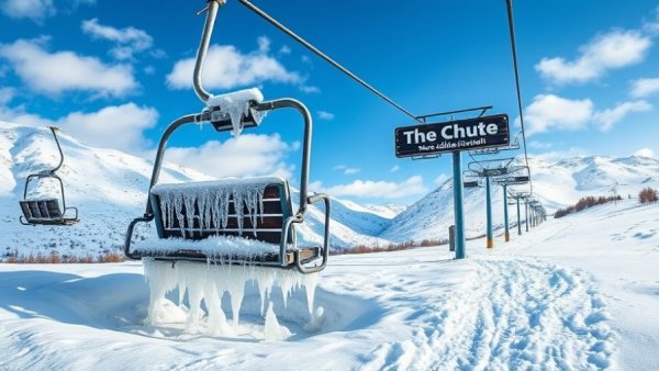 Frozen chairlift in Traverse City showcasing winter conditions, northern Michigan travel advisory.
