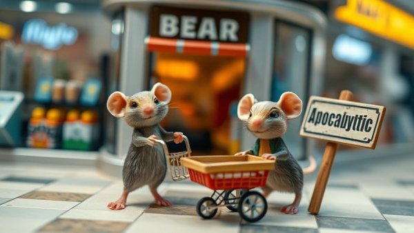 Miniature mice scene depicting an engaging interaction.