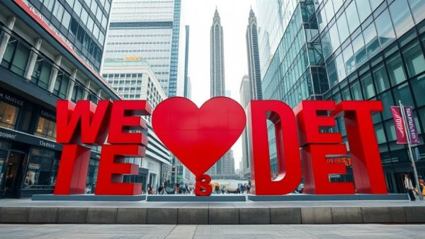 Best Michigan destinations for families to visit: WE HEART DET sculpture.