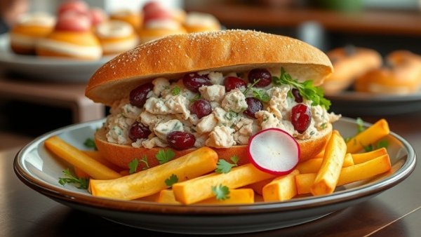 Delicious sandwich plate at cozy Michigan lunch spot.