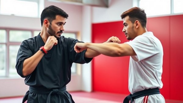 Martial arts class demonstration with instructor and student in Gurnee.