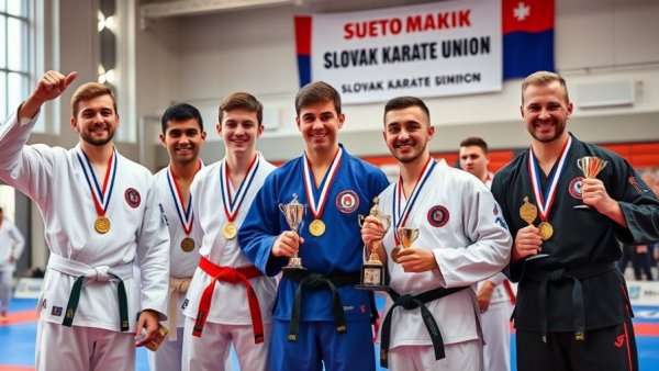 Moldovan karate players compete in Slovakia, podium victory.
