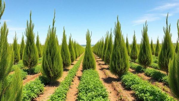 Thriving Leyland cypress trees in fields showing how to grow them