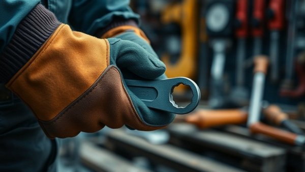 Worker's hand using wrench - Michigan transportation construction.