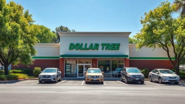 Dollar Tree store in Michigan with parking lot and cars.