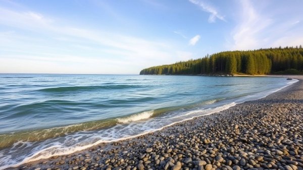 Thompson's Harbor State Park scenic beach view with clear sky.