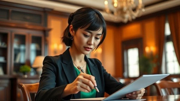 Michigan legislation new laws: Woman signing document in office.