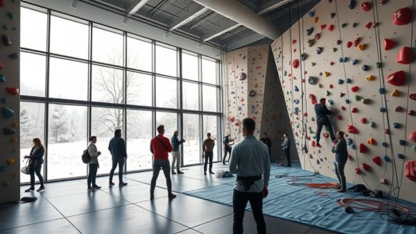 Michigan staycation travel: Indoor climbing gym with climbers.