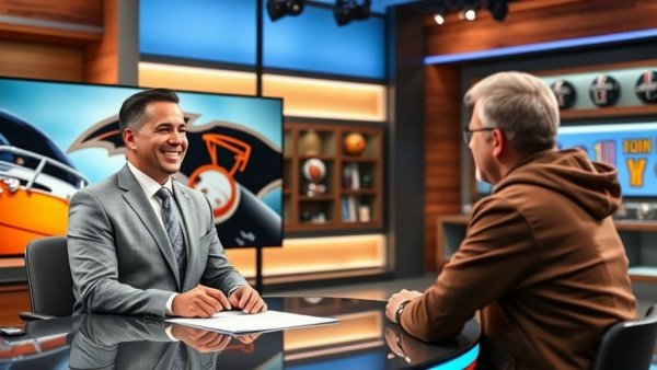 Television sports interview highlighting Michigan sports community engagement.