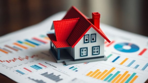 Miniature house on financial graphs, Evergrande Property Services.