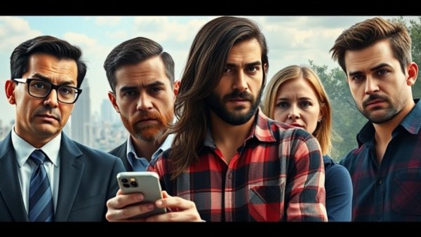 Cinematic ensemble cast in a Tommy Karate film scene.