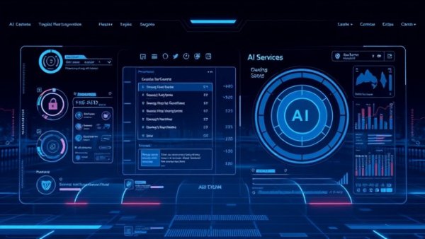 Futuristic interface for 1min.AI Advanced Business subscription.