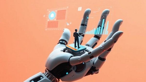 AI side hustles depicted by robotic hand with digital graphs