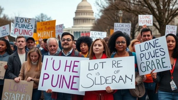 Demonstrators in Lansing, No Kings protest scene with signs.