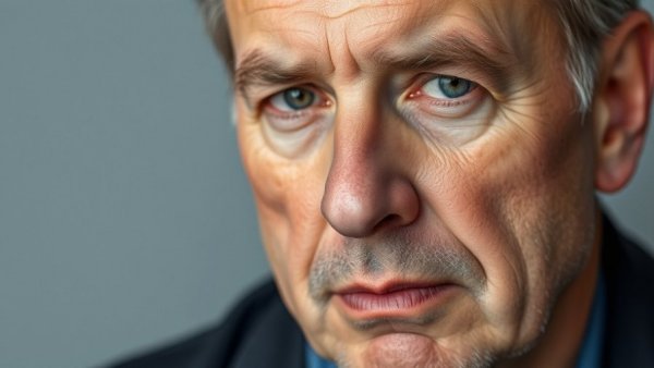 Man with serious expression, focus on eyes and facial details.