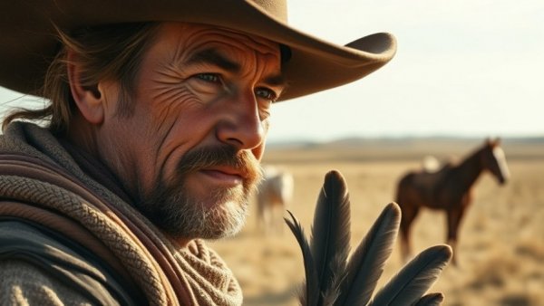 Cowboy in prairie near Gurnee, inspired by martial arts movies scene.