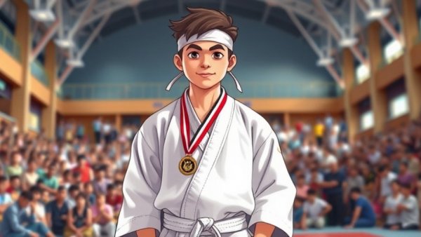 Young martial artist at indoor gym in Gurnee for martial arts class