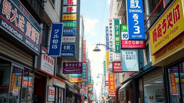 Street with small business signs highlighting AI adoption opportunities.